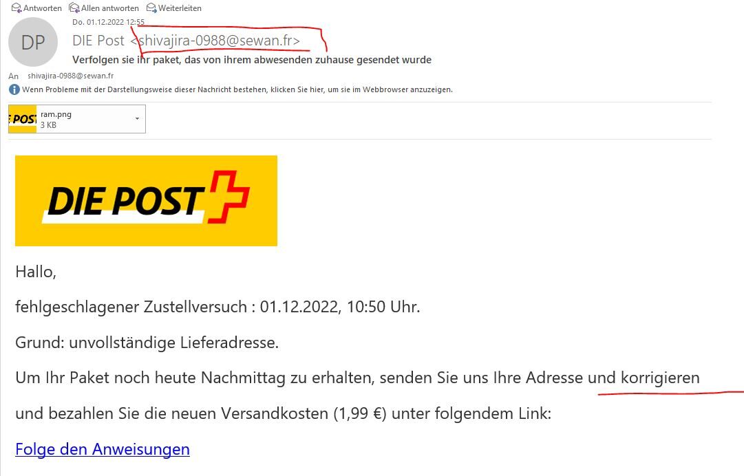 Faschmeldung Post